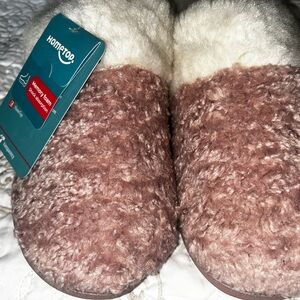 Homyped Fuzzy Brown and Cream Slippers